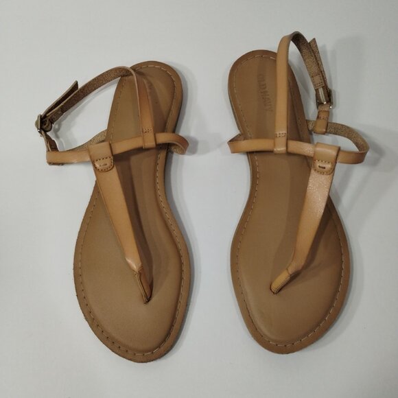 Old Navy Flat Sandals Womens Size 9 Beige Slingback Strap Flip Flop Buckle - Picture 3 of 9